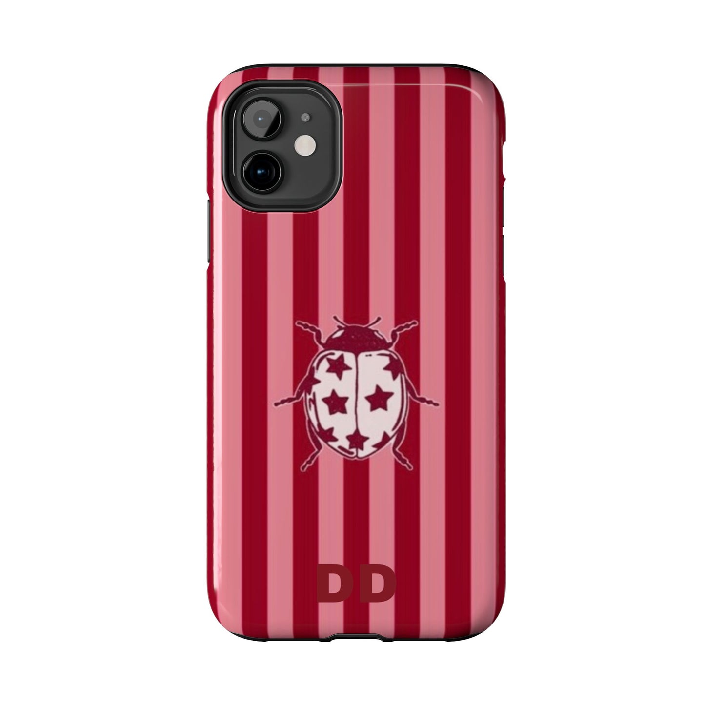 Ladybug Phone Case in Red & Pink Stripe