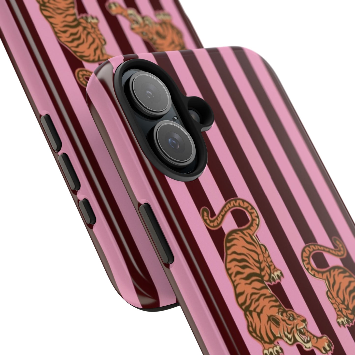 Tigress Phone Case in Burgundy & Pink