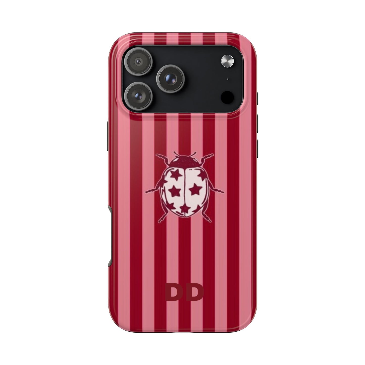 Ladybug Phone Case in Red & Pink Stripe