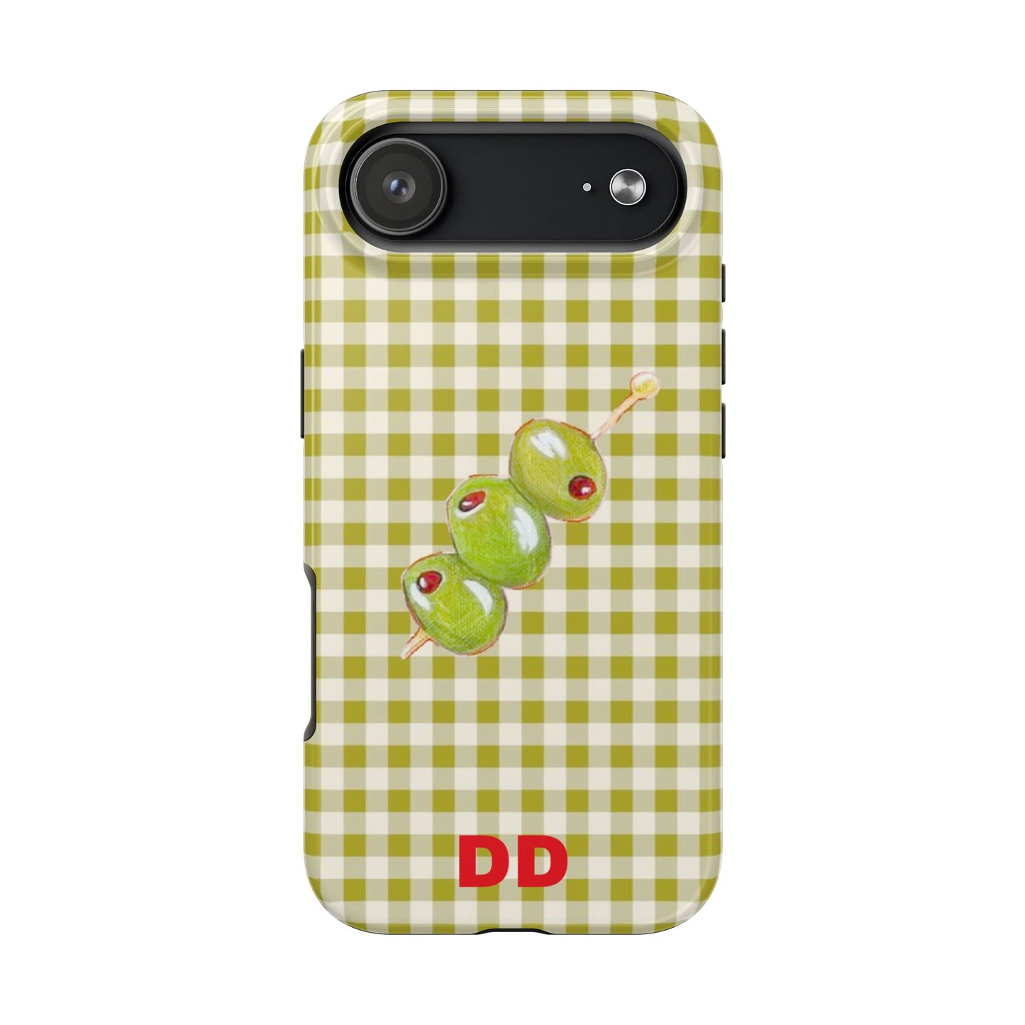 Olive Phone Case in Pear Green Checker