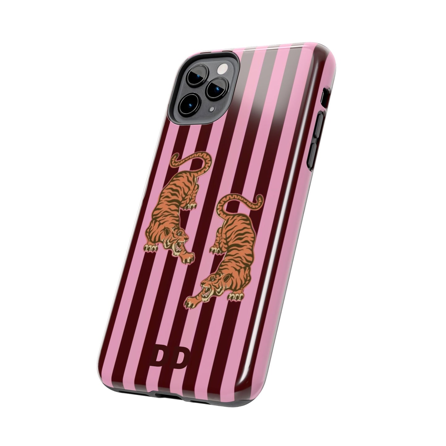 Tigress Phone Case in Burgundy & Pink