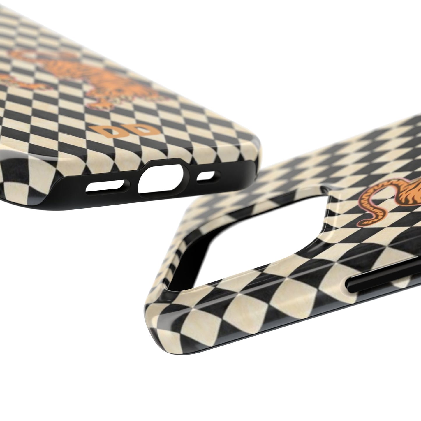Tigress Phone Case in Black & White Diamonds