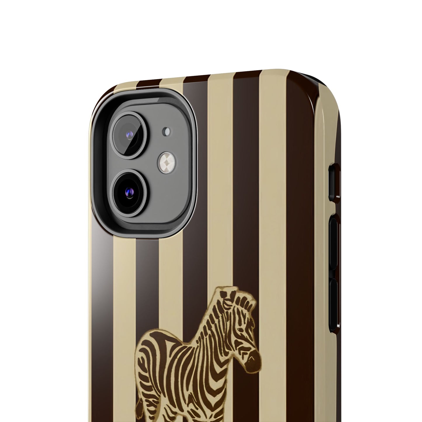 Zebra Phone Case in Charcoal & Crème Stripe