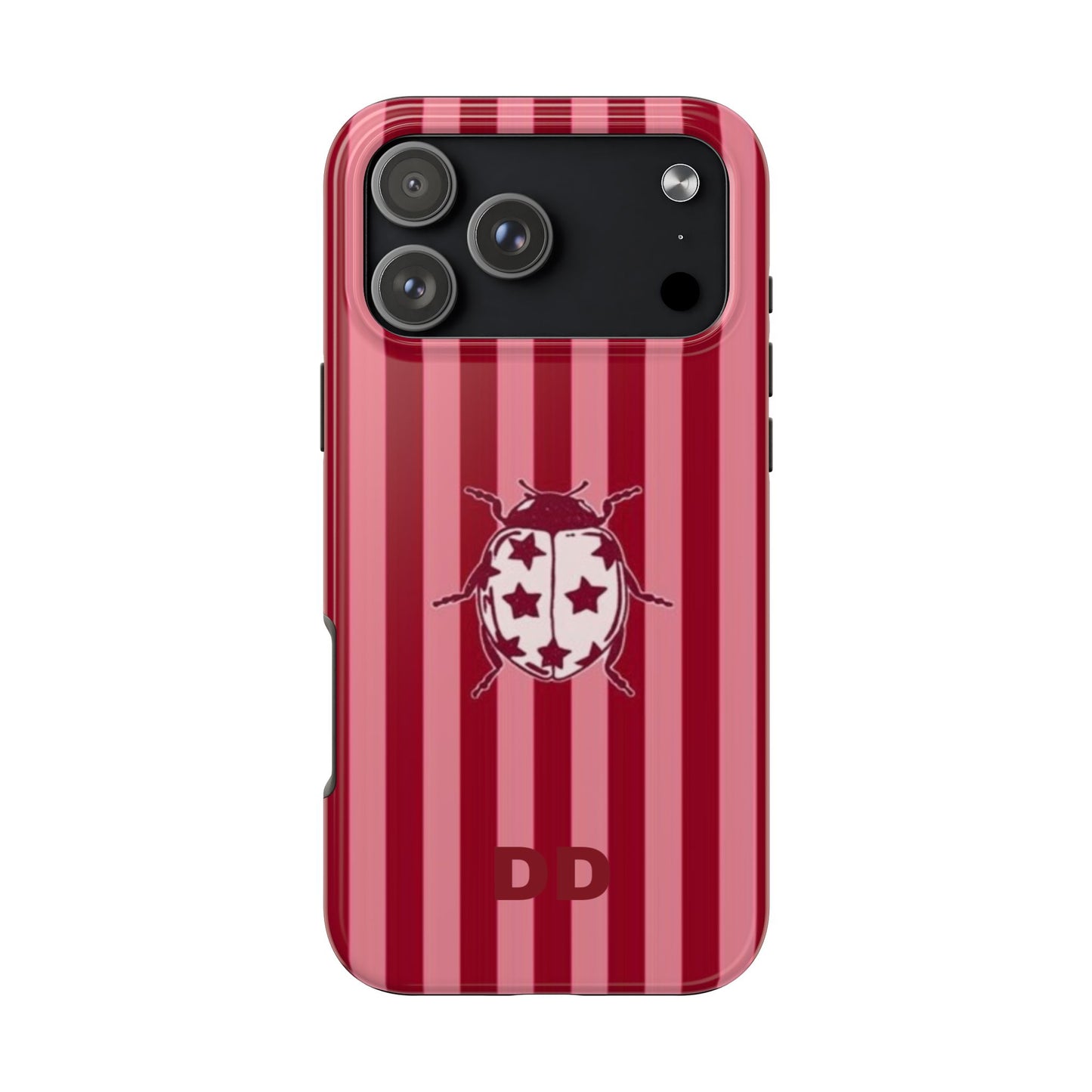 Ladybug Phone Case in Red & Pink Stripe