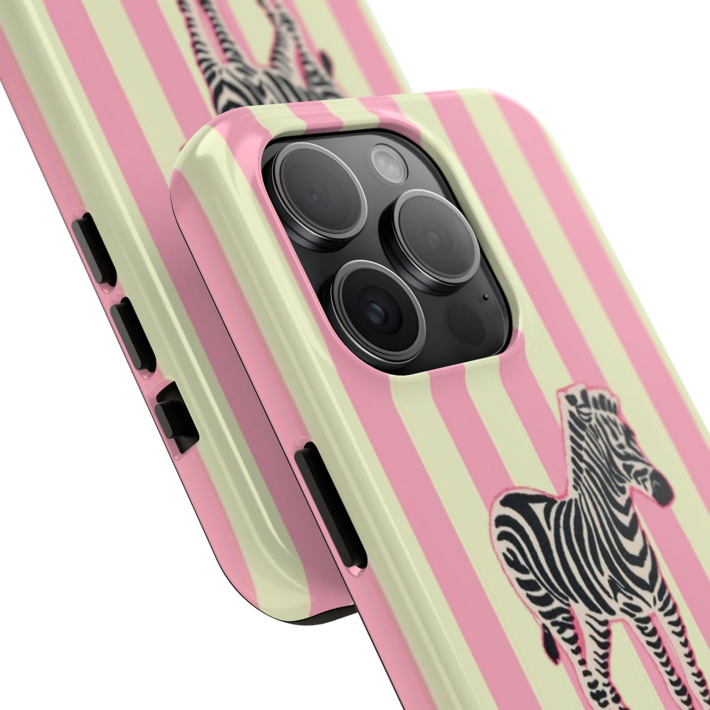 Zebra Phone Case in Pink & Crème Stripe