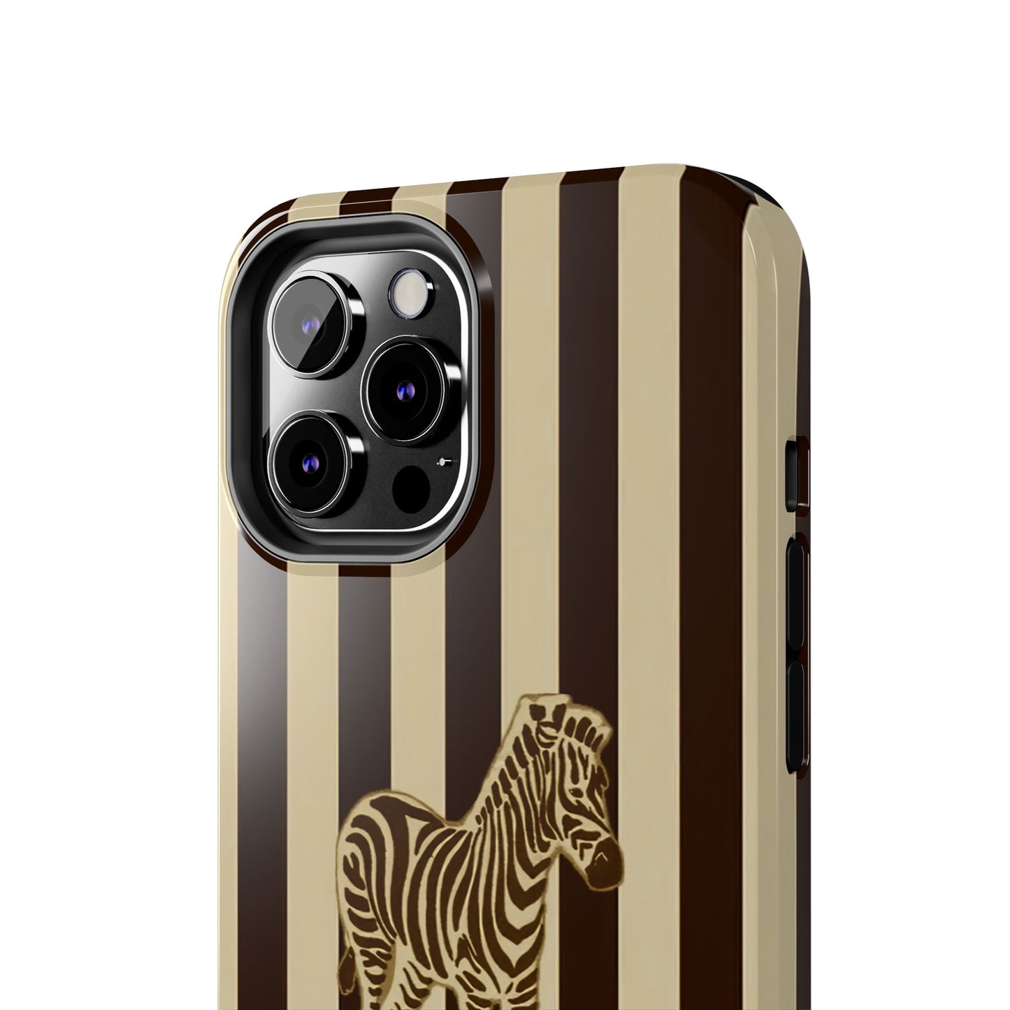 Zebra Phone Case in Charcoal & Crème Stripe