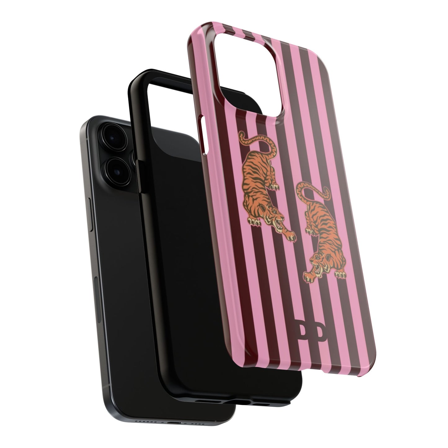 Tigress Phone Case in Burgundy & Pink