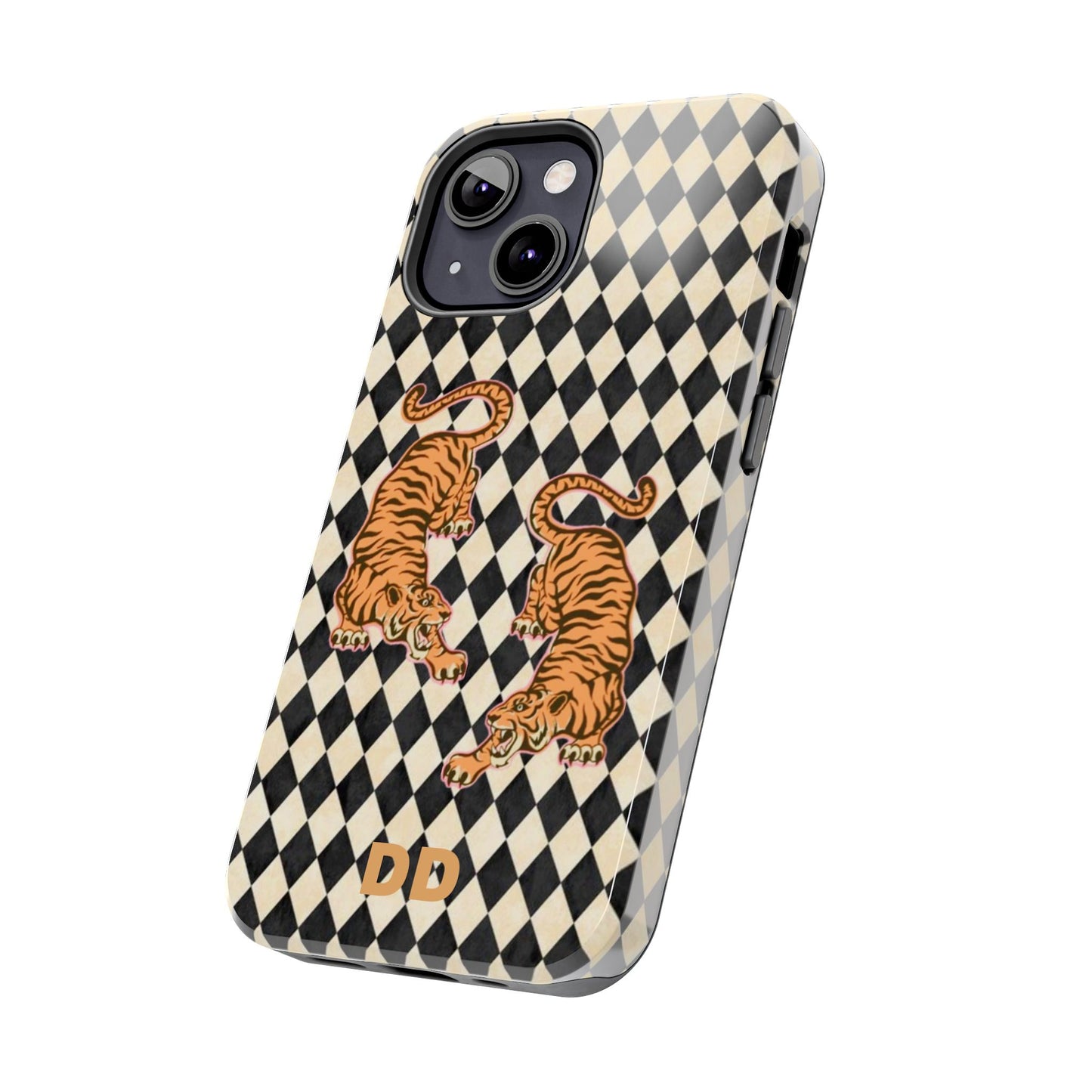 Tigress Phone Case in Black & White Diamonds
