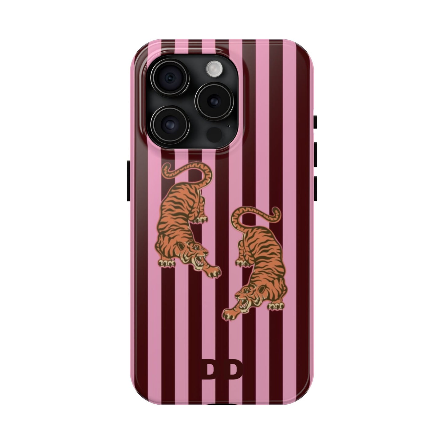Tigress Phone Case in Burgundy & Pink