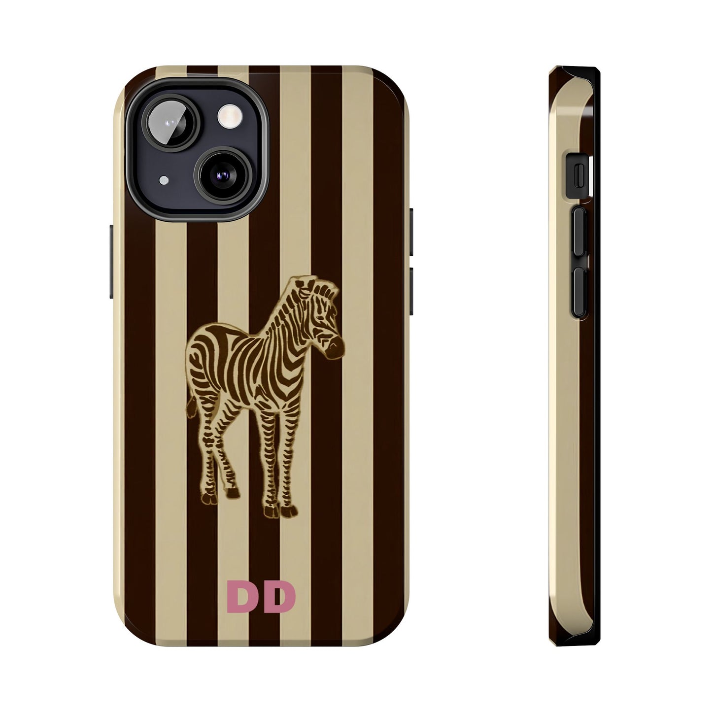 Zebra Phone Case in Charcoal & Crème Stripe