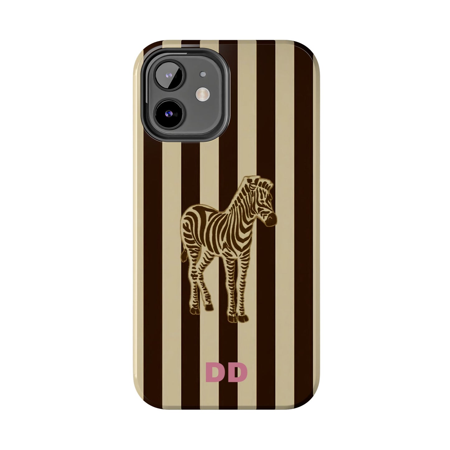 Zebra Phone Case in Charcoal & Crème Stripe