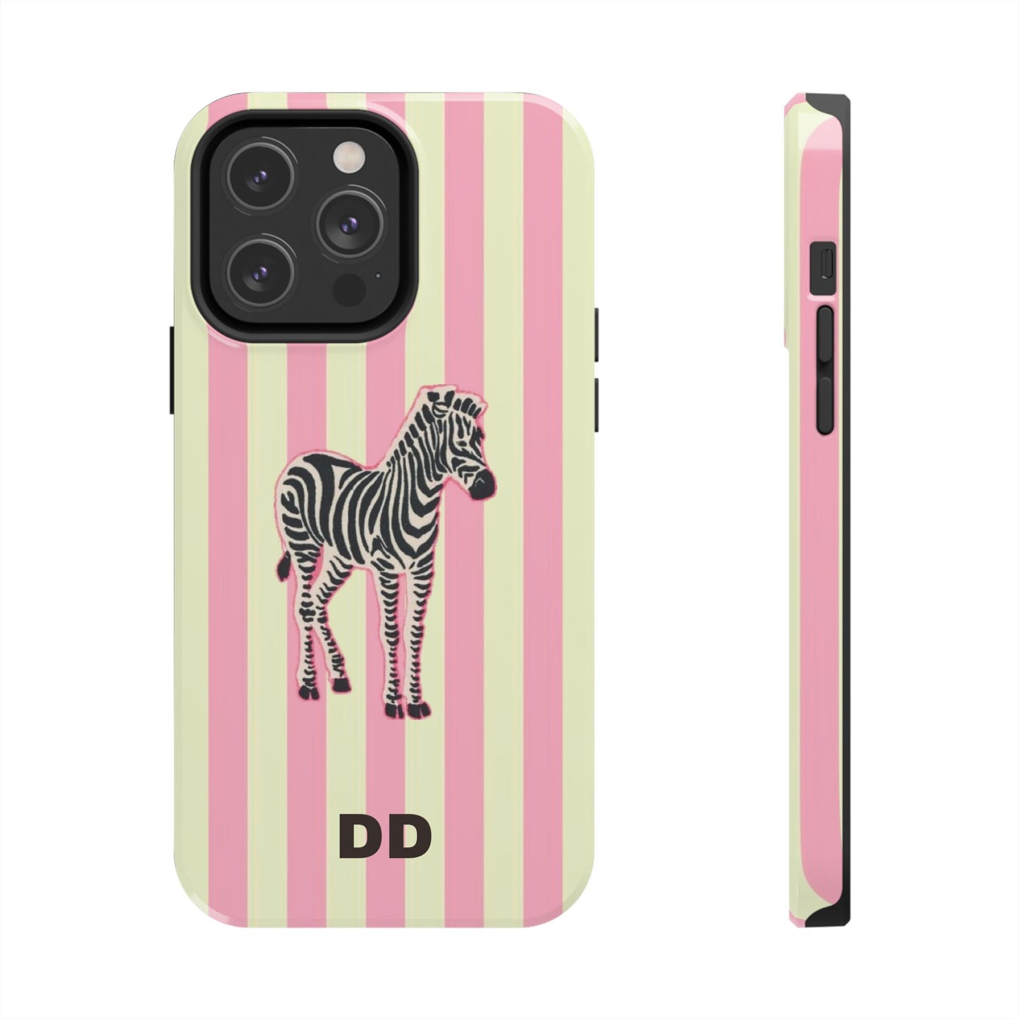Zebra Phone Case in Pink & Crème Stripe