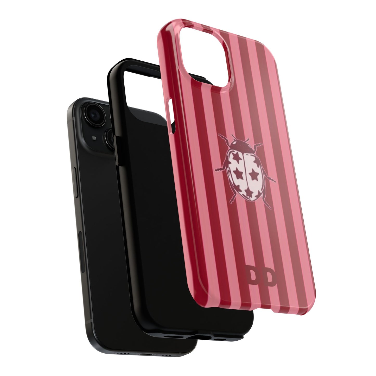 Ladybug Phone Case in Red & Pink Stripe