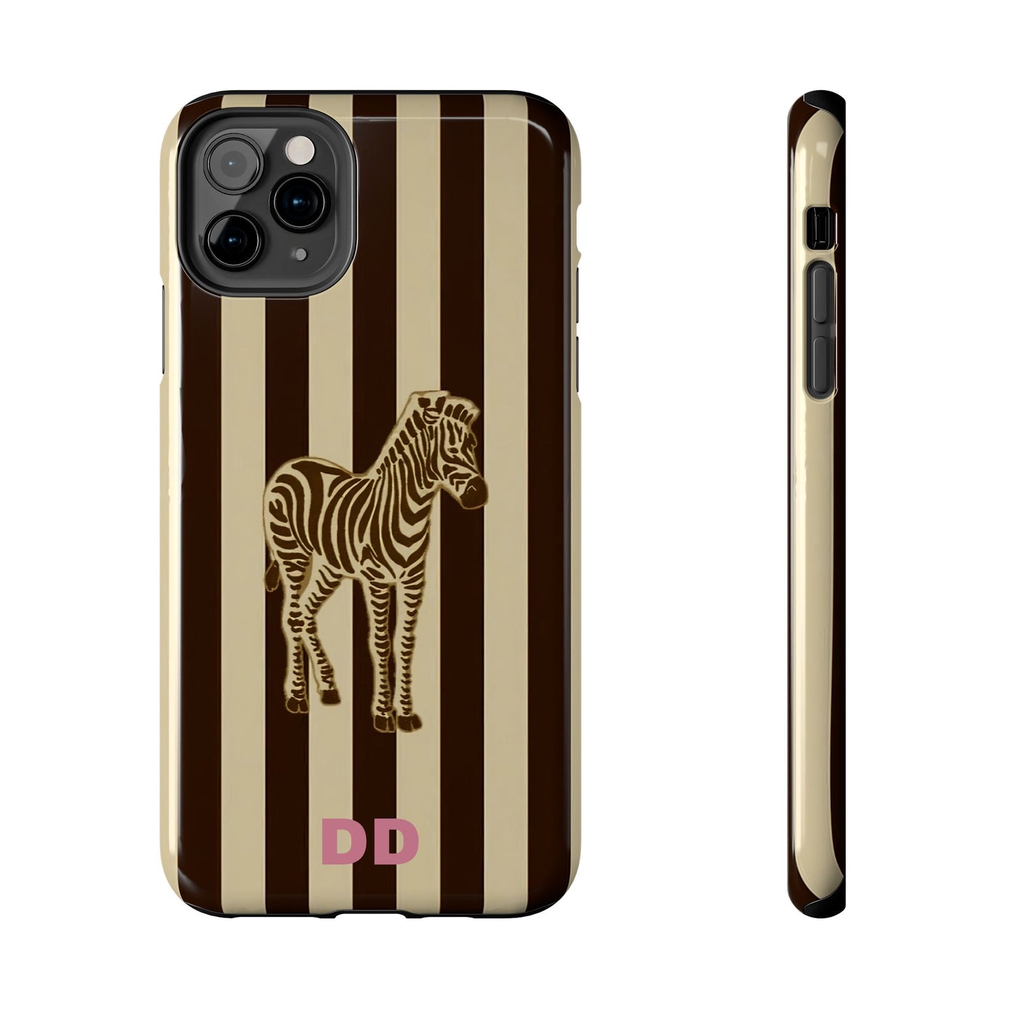 Zebra Phone Case in Charcoal & Crème Stripe
