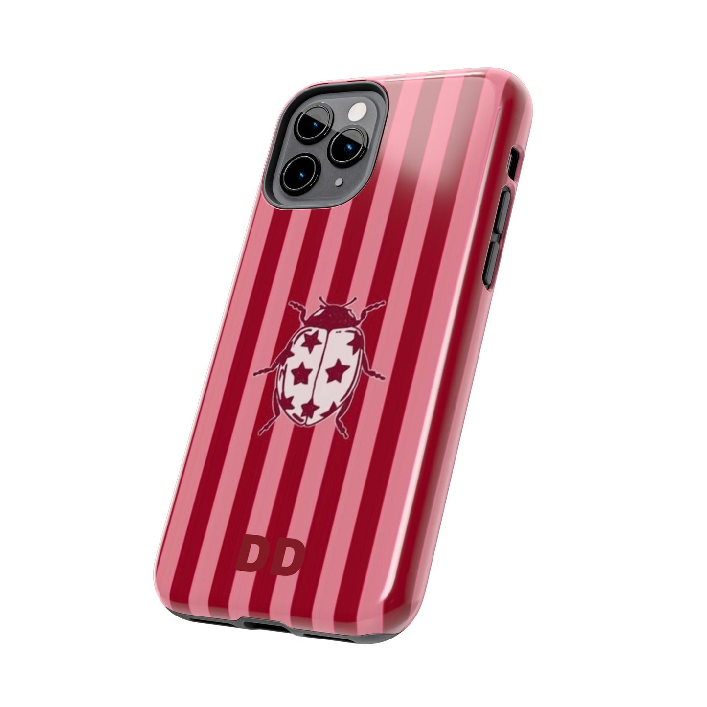 Ladybug Phone Case in Red & Pink Stripe