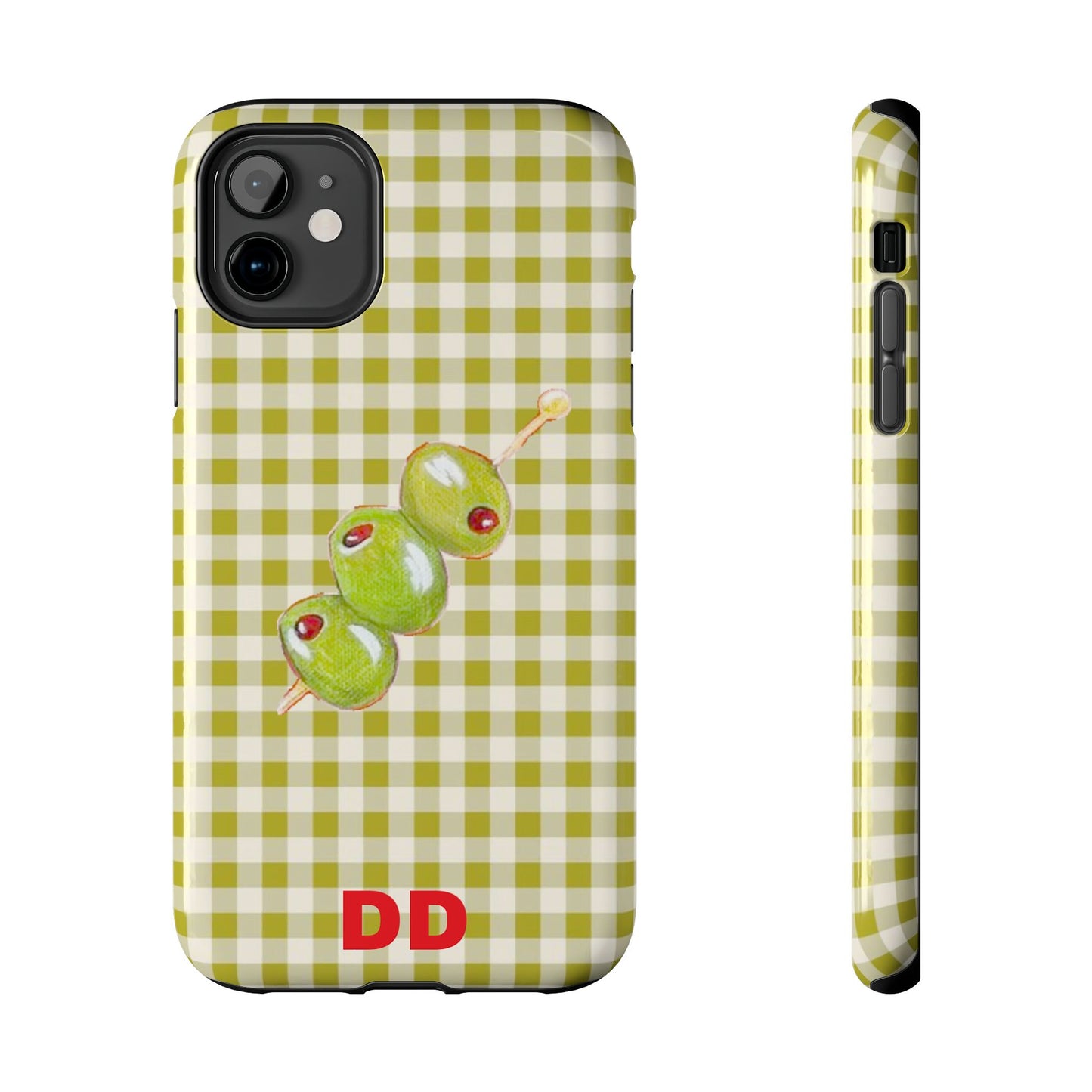 Olive Phone Case in Pear Green Checker