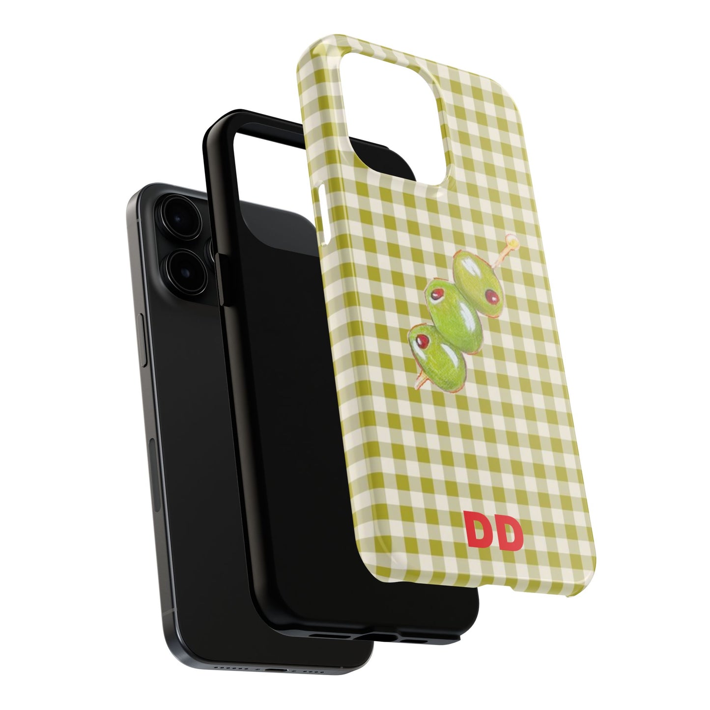Olive Phone Case in Pear Green Checker