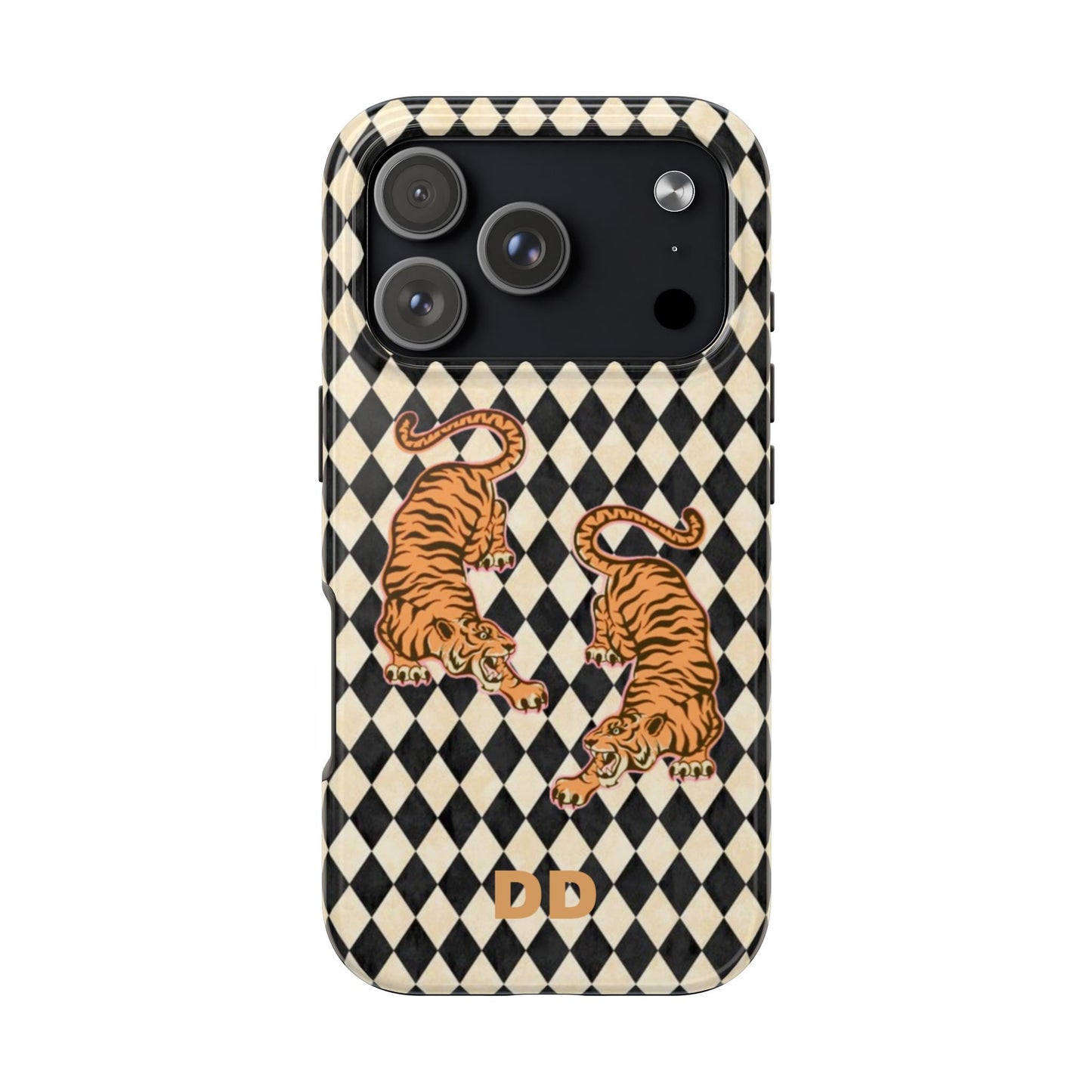Tigress Phone Case in Black & White Diamonds