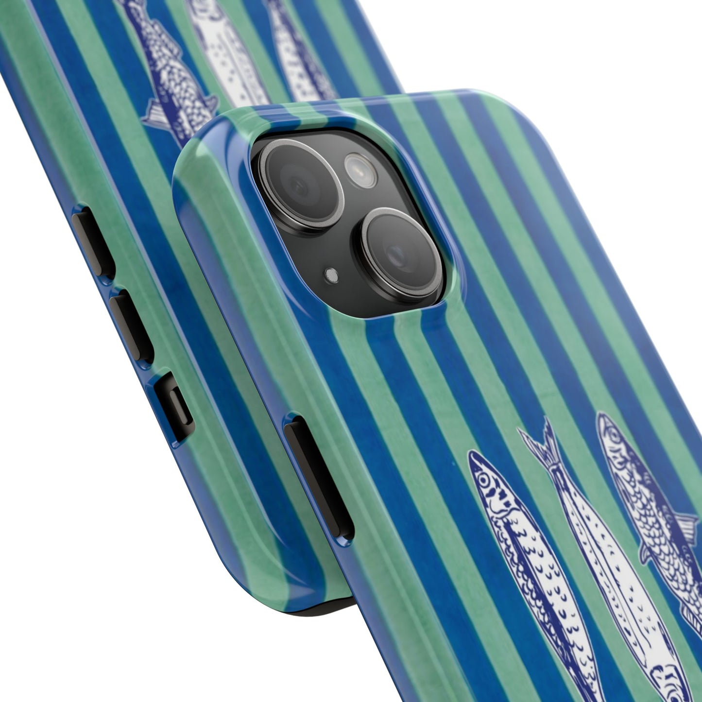Sardine Phone Case in Turquoise & Blue Stripe