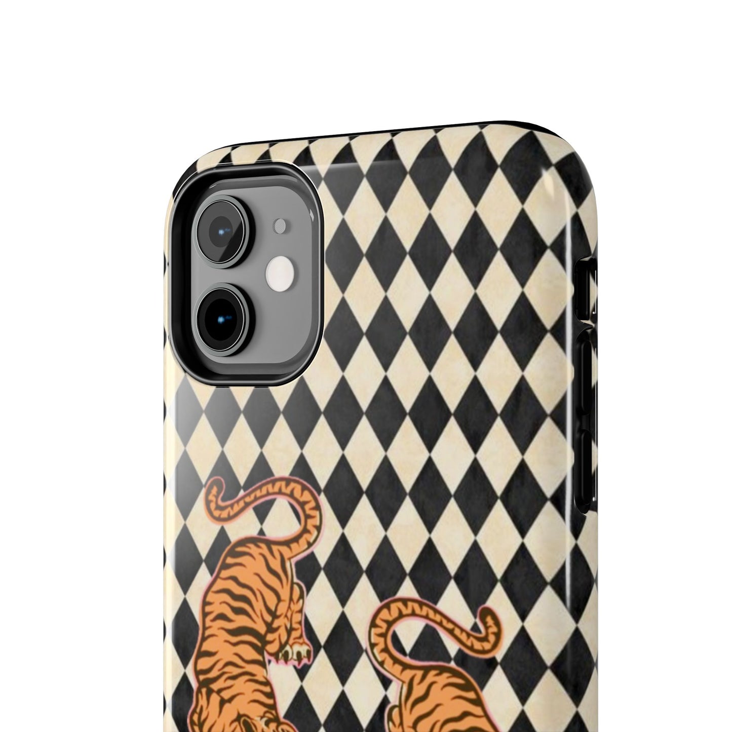 Tigress Phone Case in Black & White Diamonds