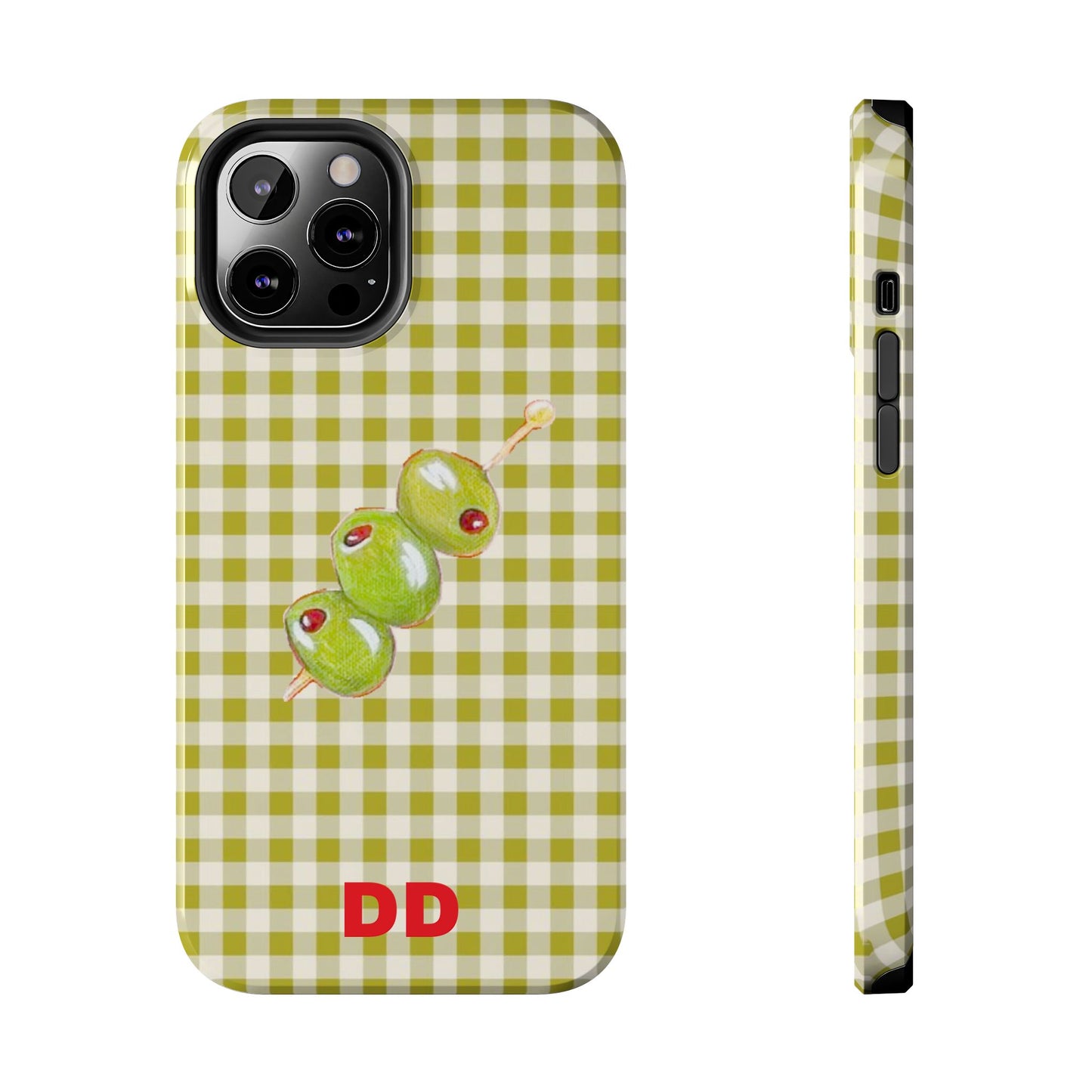 Olive Phone Case in Pear Green Checker