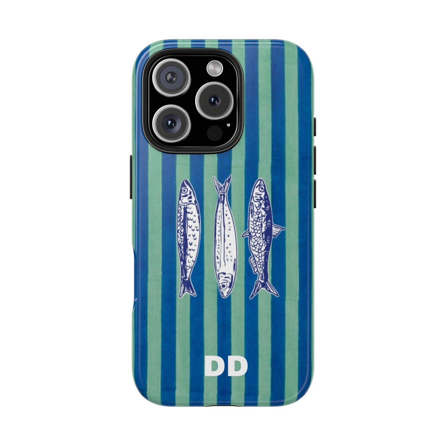 Sardine Phone Case in Turquoise & Blue Stripe