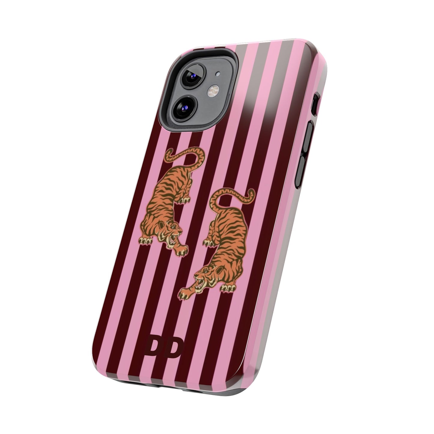 Tigress Phone Case in Burgundy & Pink