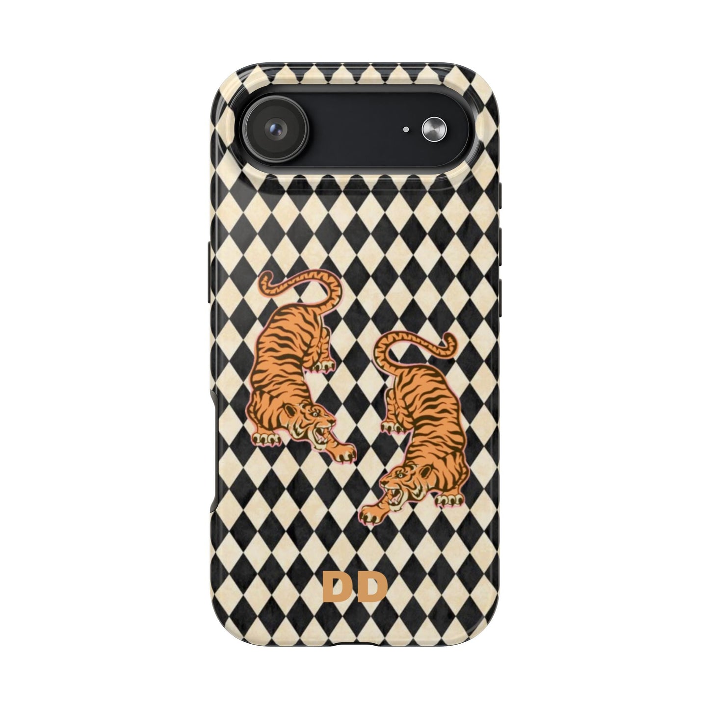 Tigress Phone Case in Black & White Diamonds