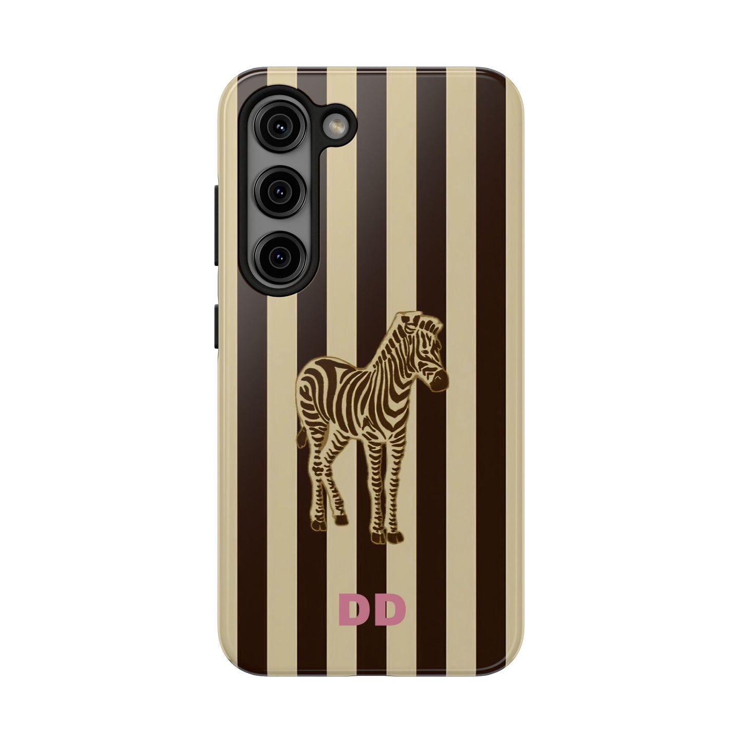 Zebra Phone Case in Chestnut & Crème Stripe