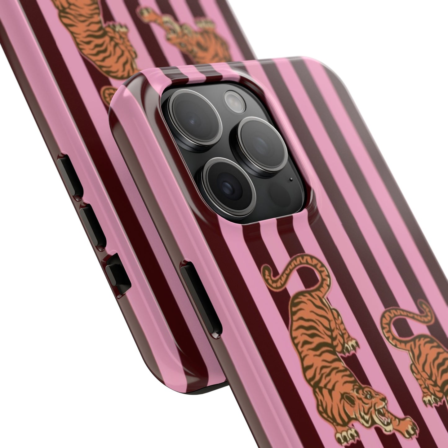 Tigress Phone Case in Burgundy & Pink