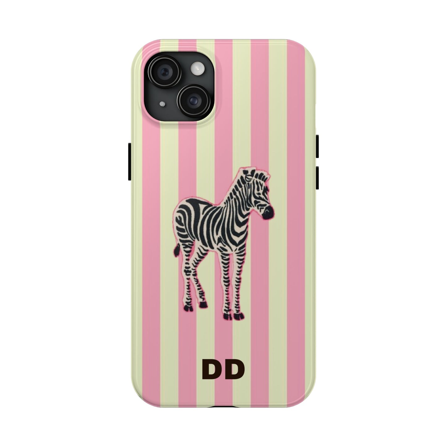 Zebra Phone Case in Pink & Crème Stripe