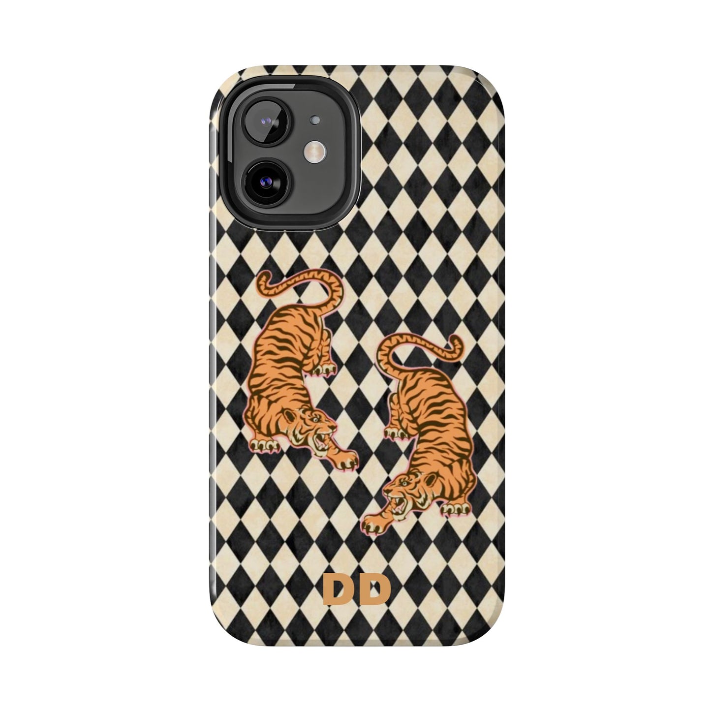 Tigress Phone Case in Black & White Diamonds