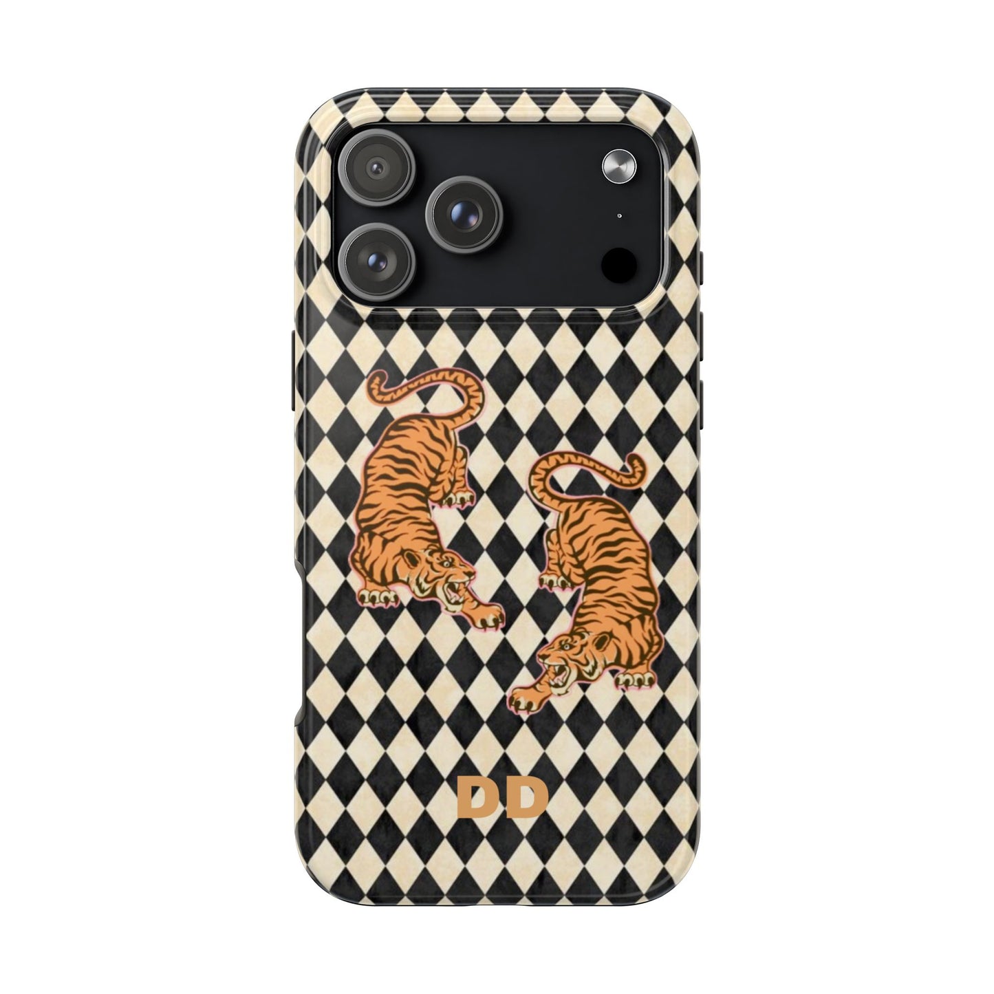 Tigress Phone Case in Black & White Diamonds