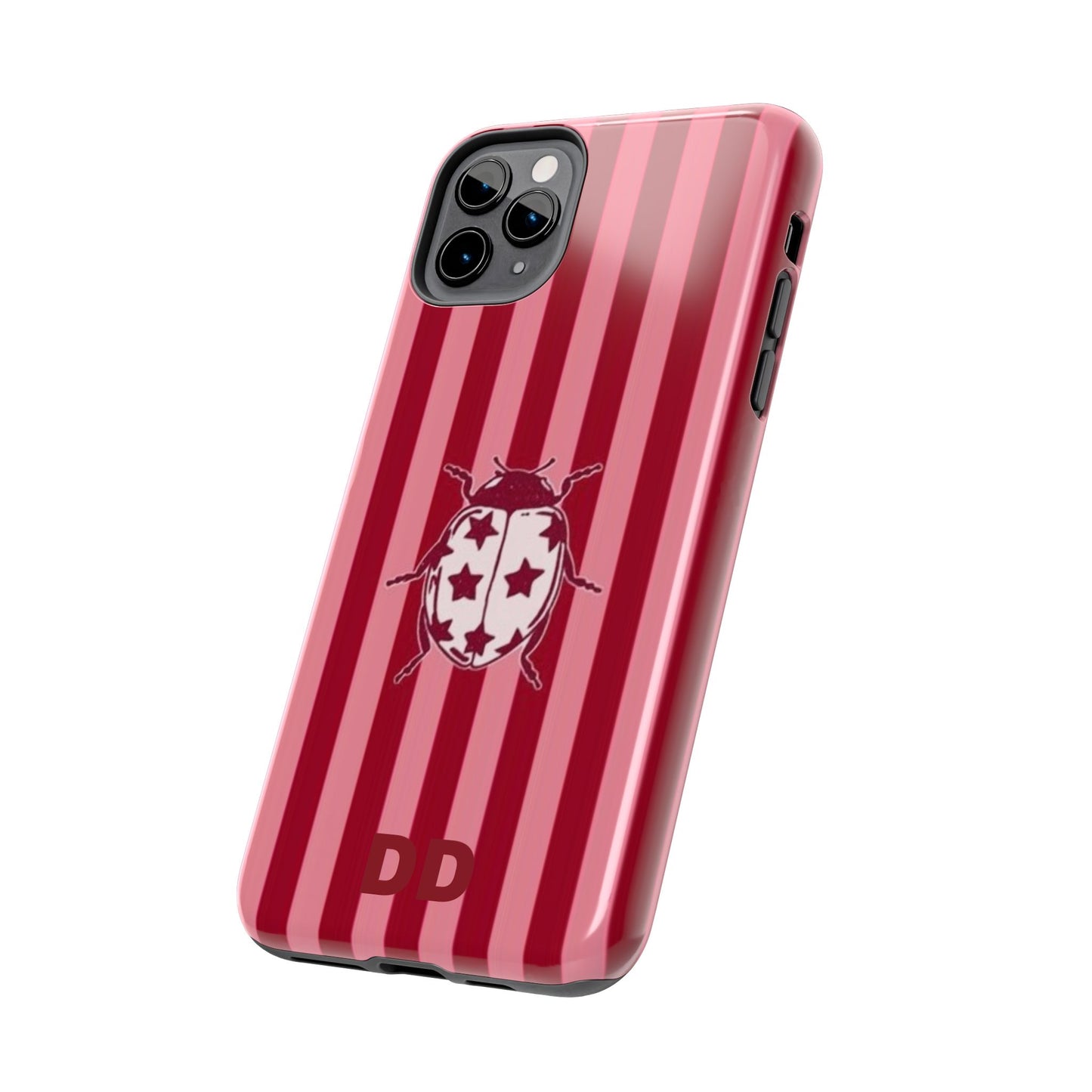 Ladybug Phone Case in Red & Pink Stripe