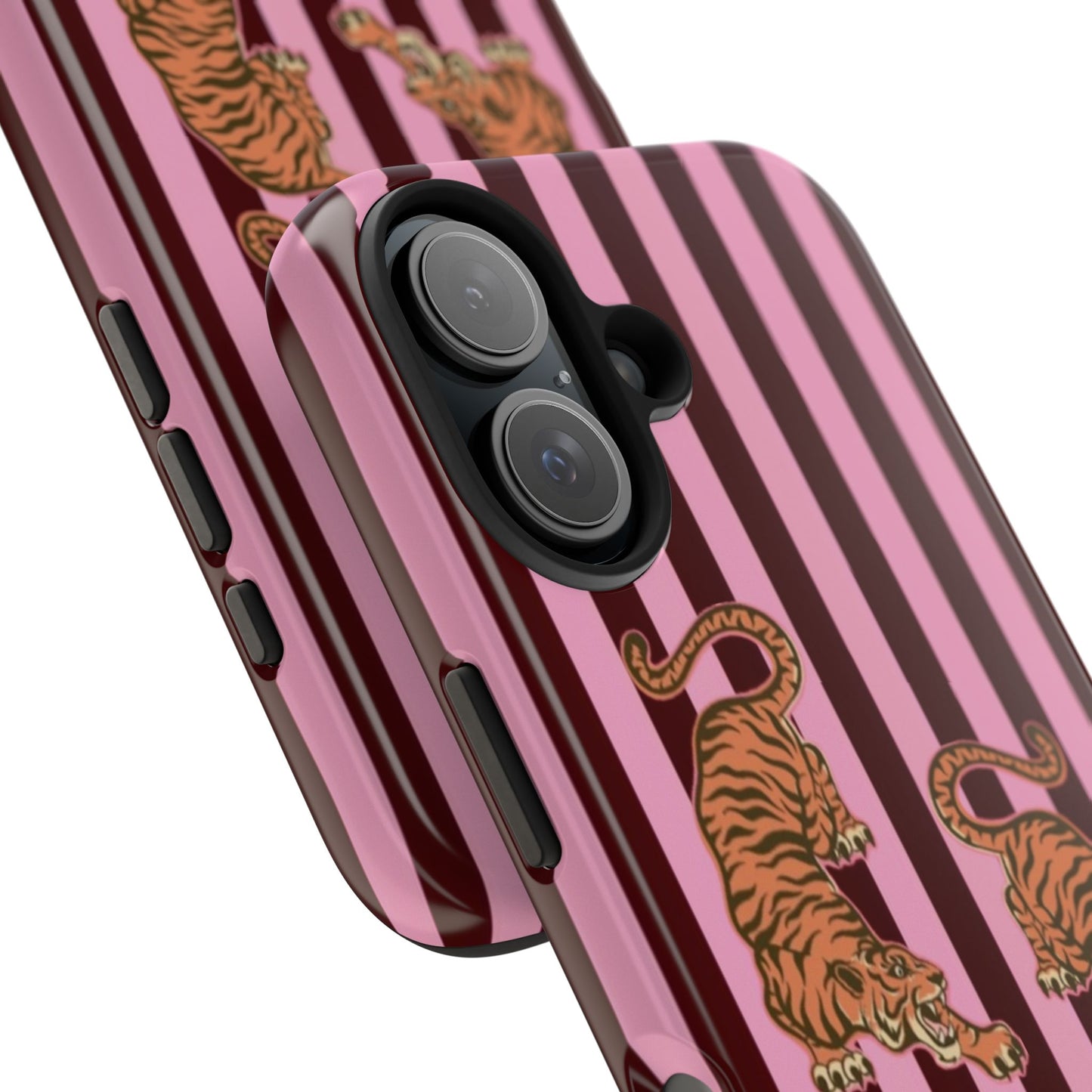 Tigress Phone Case in Burgundy & Pink