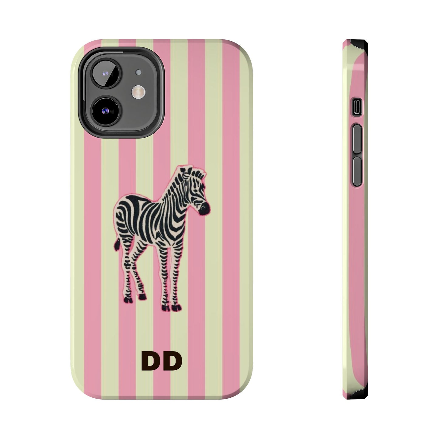 Zebra Phone Case in Pink & Crème Stripe
