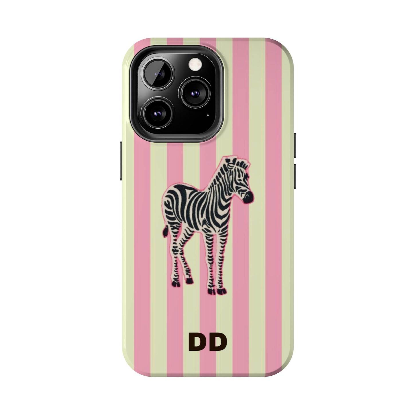 Zebra Phone Case in Pink & Crème Stripe