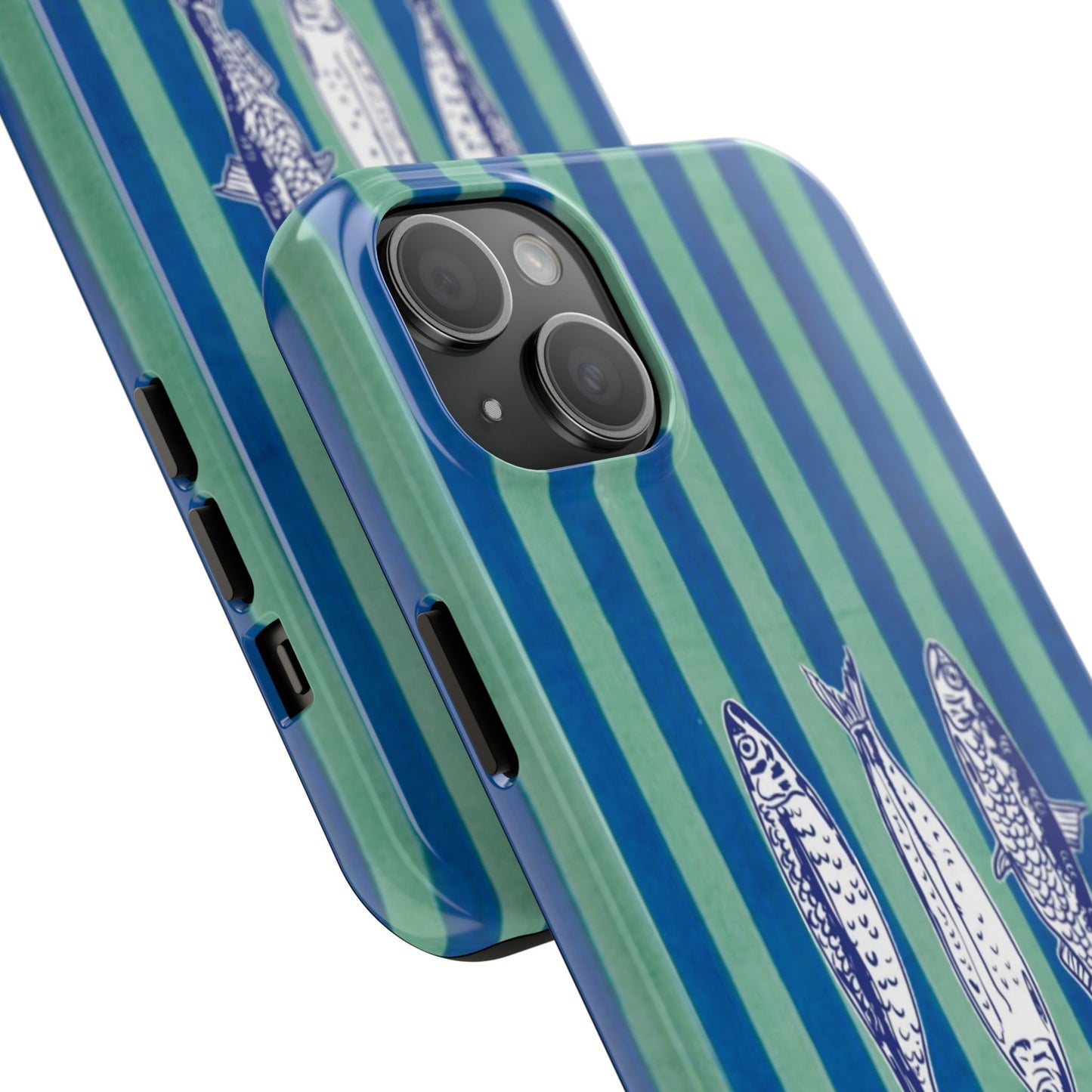 Sardine Phone Case in Turquoise & Blue Stripe
