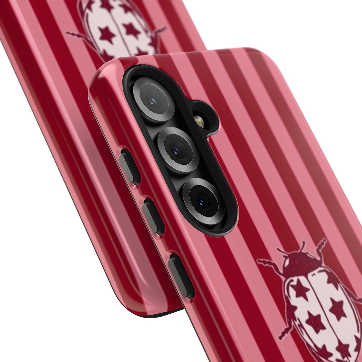 Ladybug Phone Case in Red & Pink Stripe