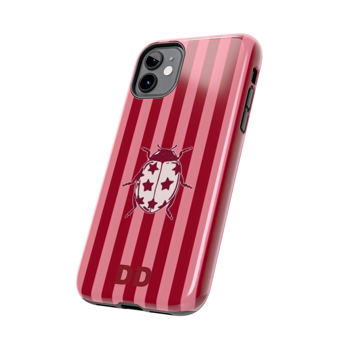 Ladybug Phone Case in Red & Pink Stripe