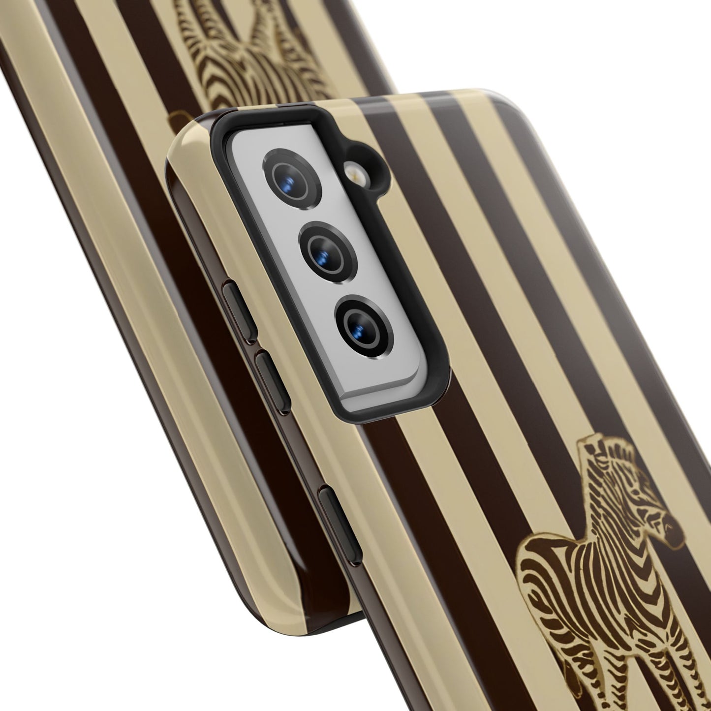 Zebra Phone Case in Chestnut & Crème Stripe