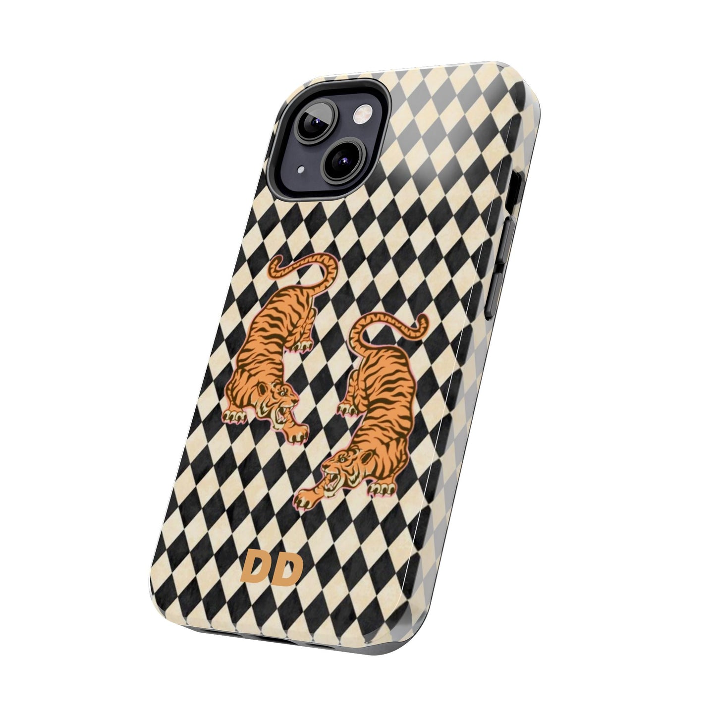 Tigress Phone Case in Black & White Diamonds