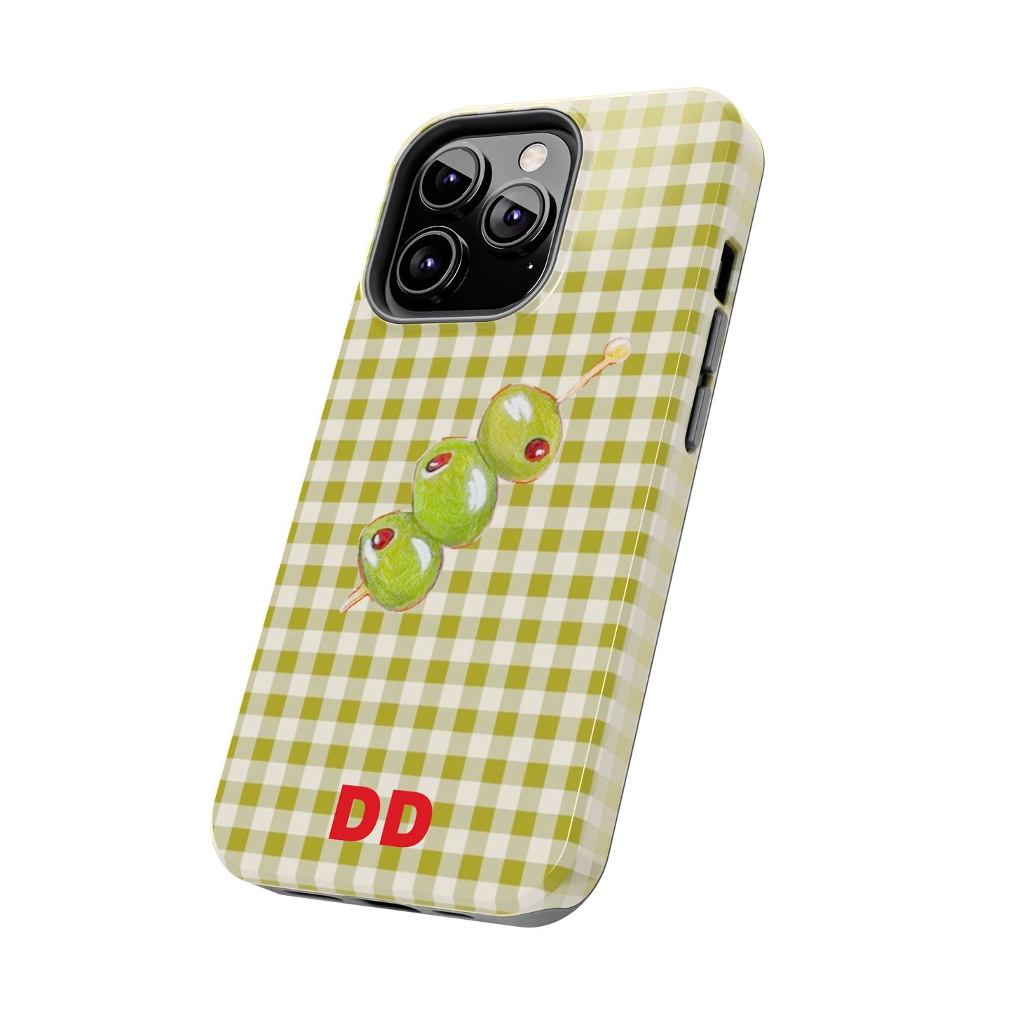 Olive Phone Case in Pear Green Checker