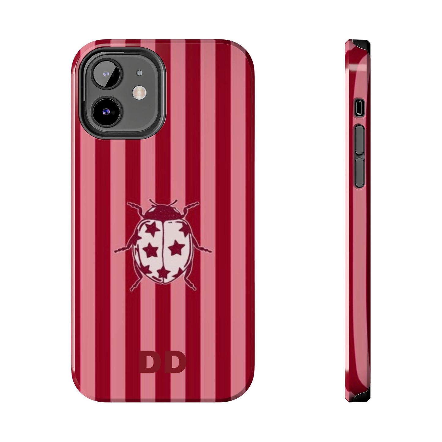 Ladybug Phone Case in Red & Pink Stripe