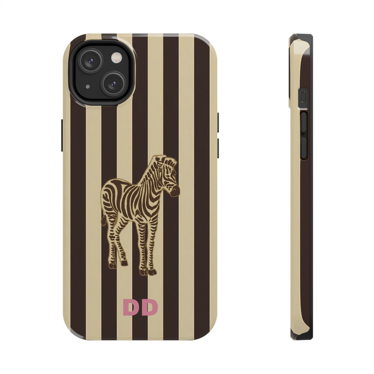 Zebra Phone Case in Chestnut & Crème Stripe