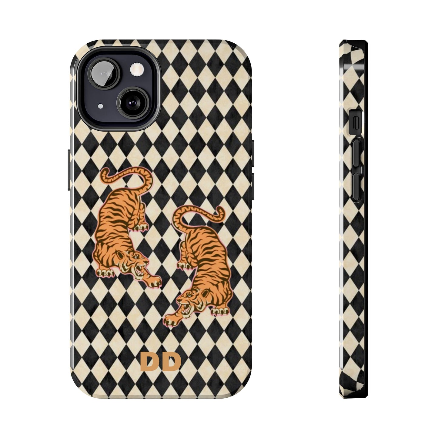 Tigress Phone Case in Black & White Diamonds