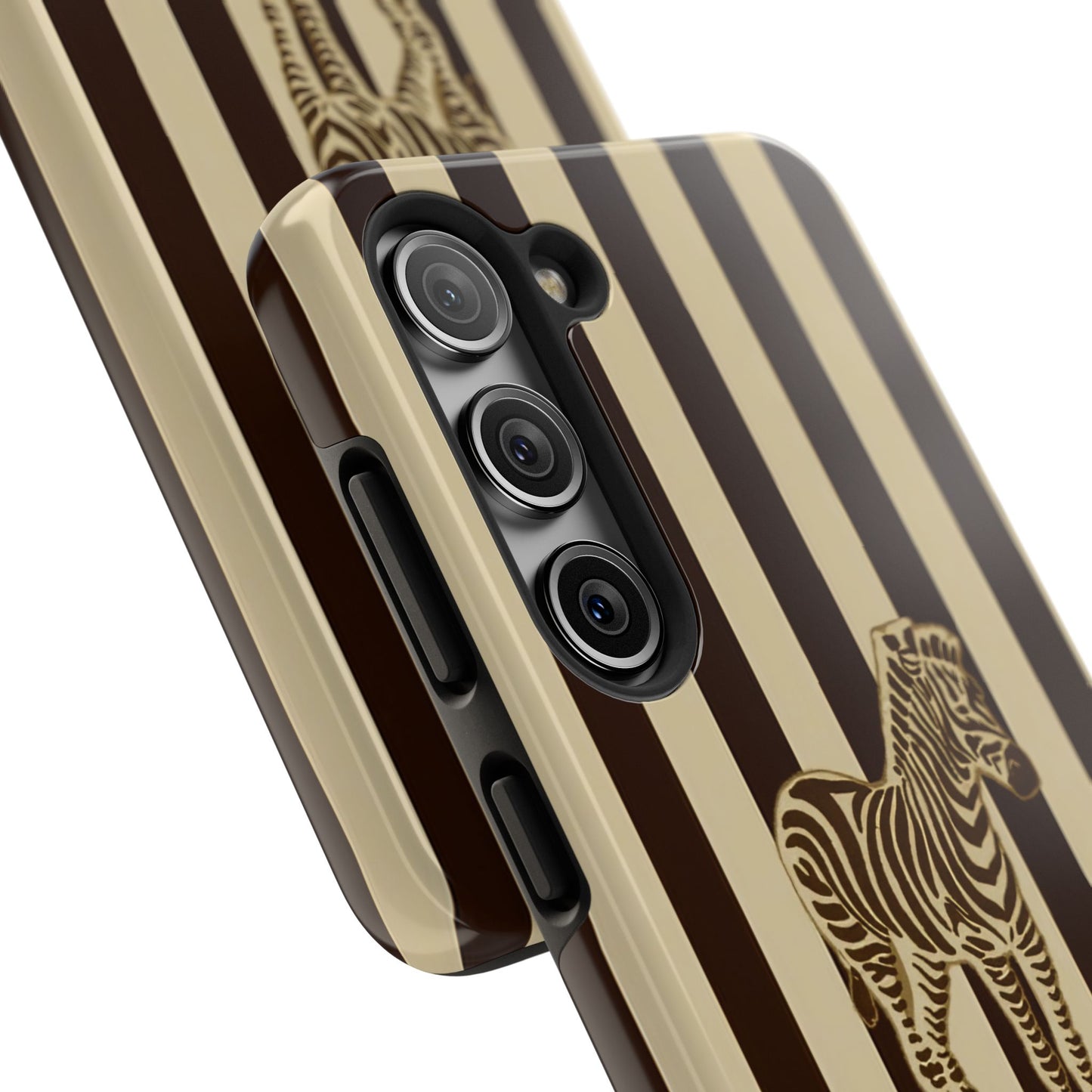 Zebra Phone Case in Charcoal & Crème Stripe