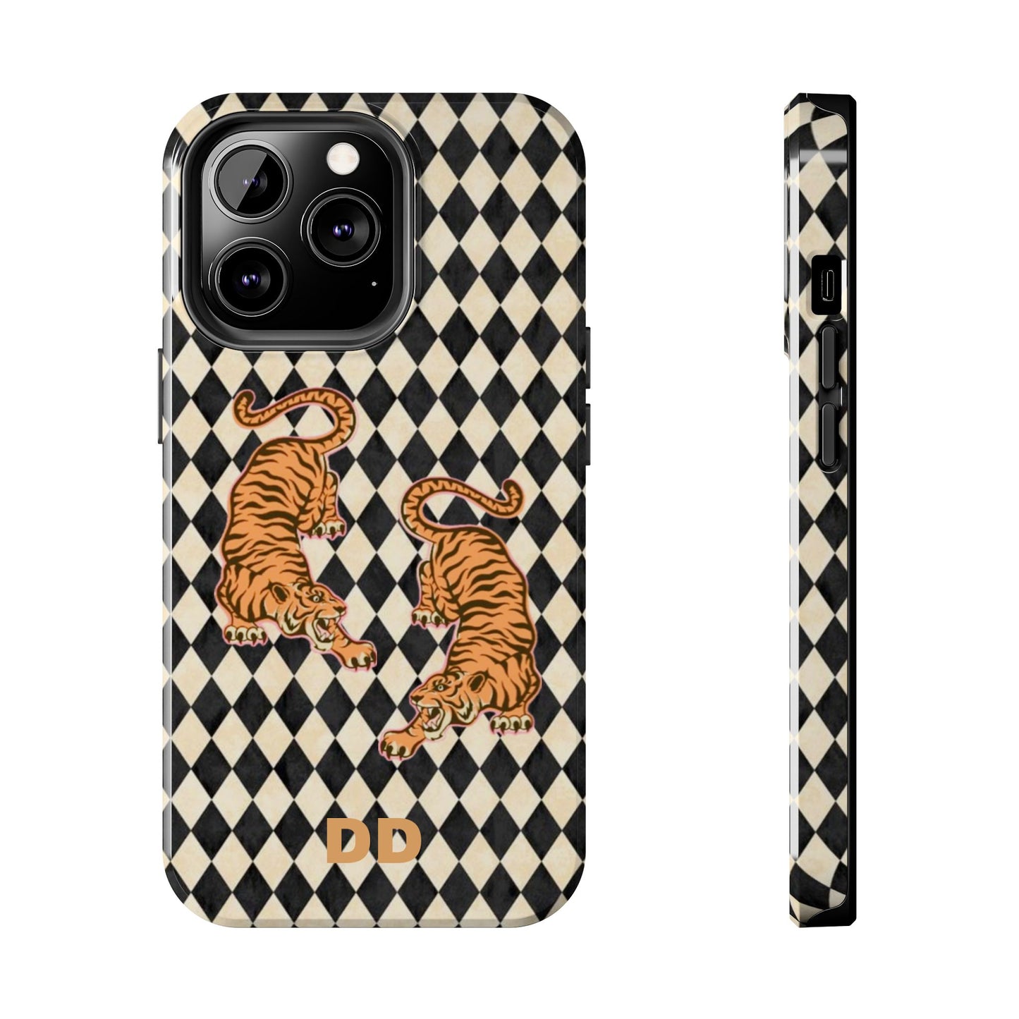 Tigress Phone Case in Black & White Diamonds