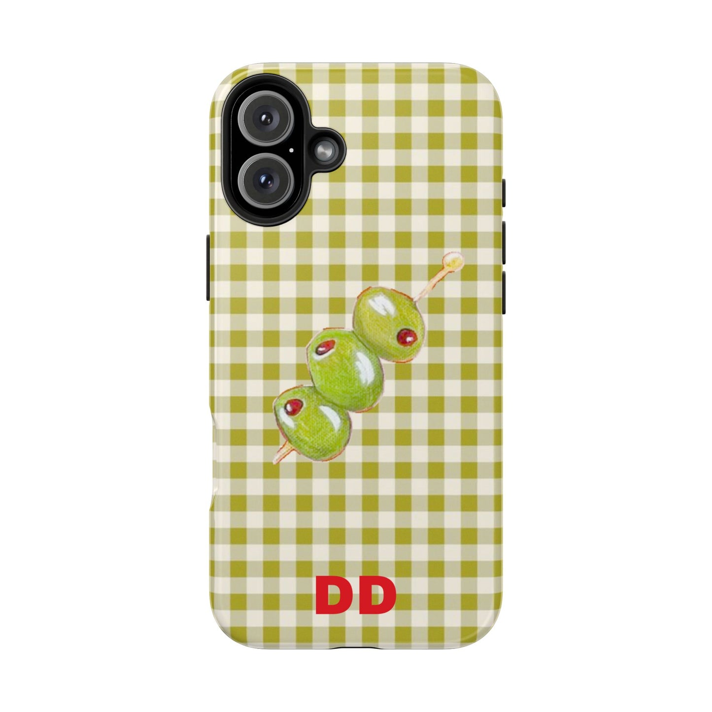 Olive Phone Case in Pear Green Checker