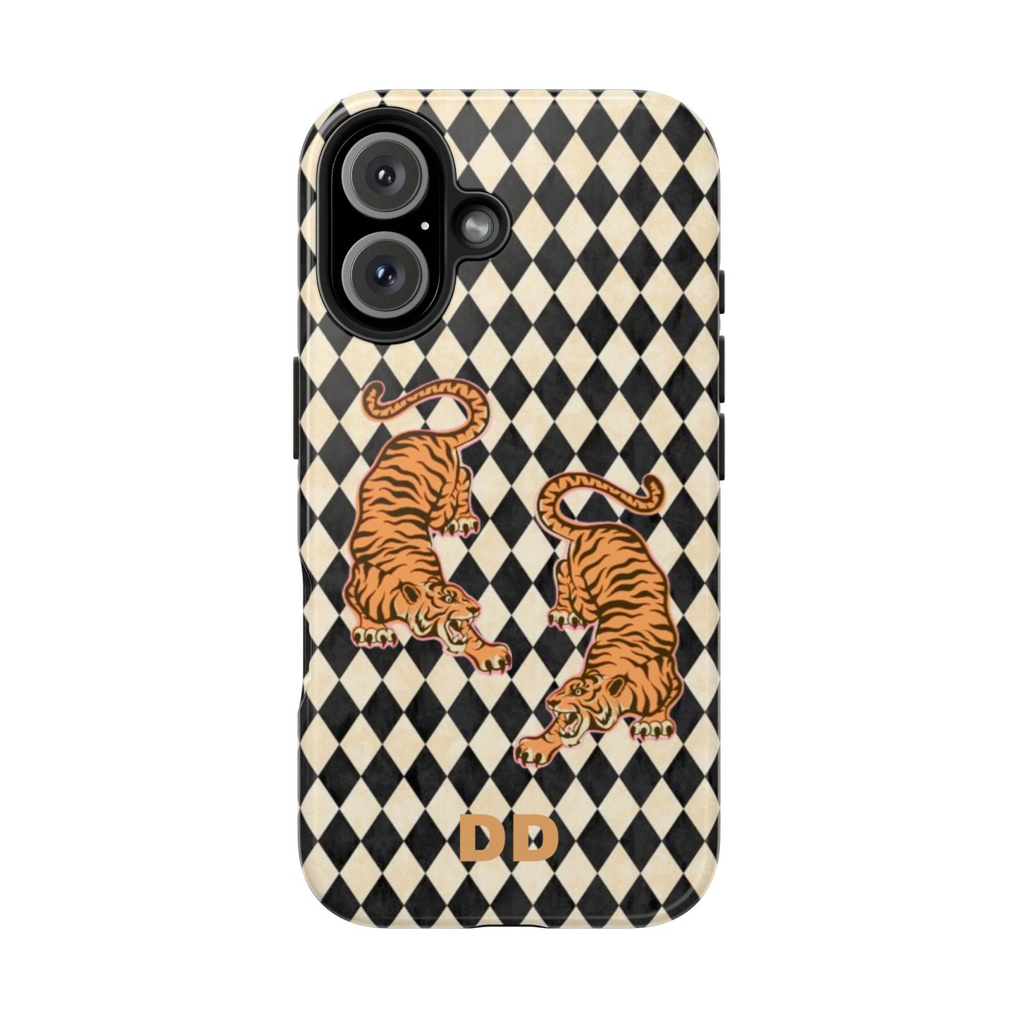 Tigress Phone Case in Black & White Diamonds